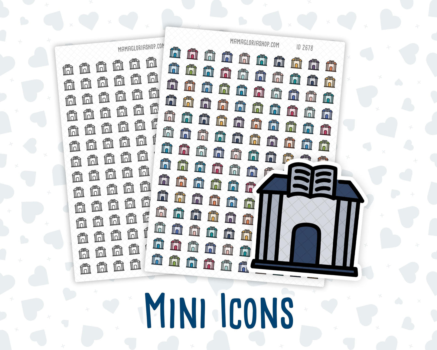 Library - Books - Book Club - Reading - Study - Planner Icon Sticker