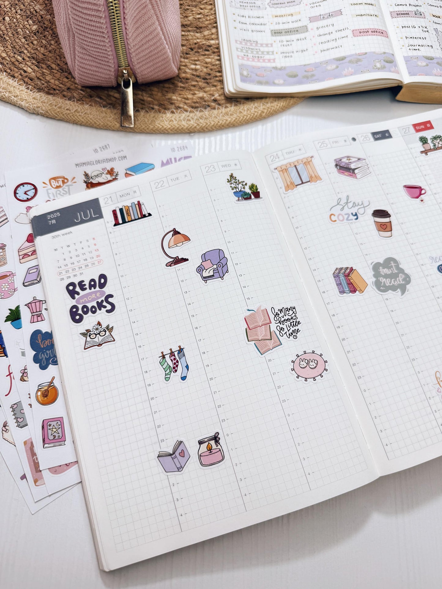 Bookish Life Sticker Pack | Reading Journal Stickers | Book Lover Planner Stickers | Cozy Reading Stickers