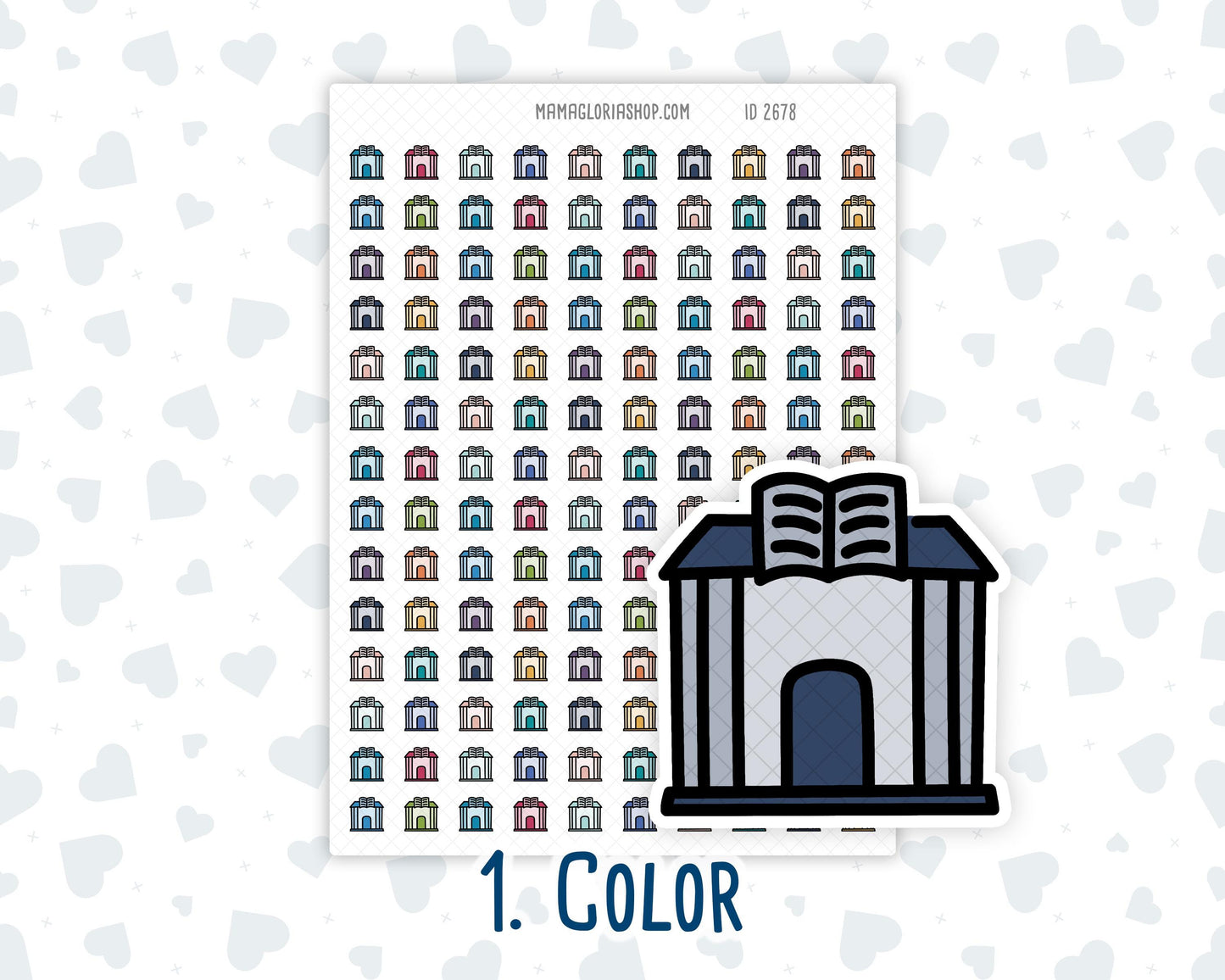 Library - Books - Book Club - Reading - Study - Planner Icon Sticker