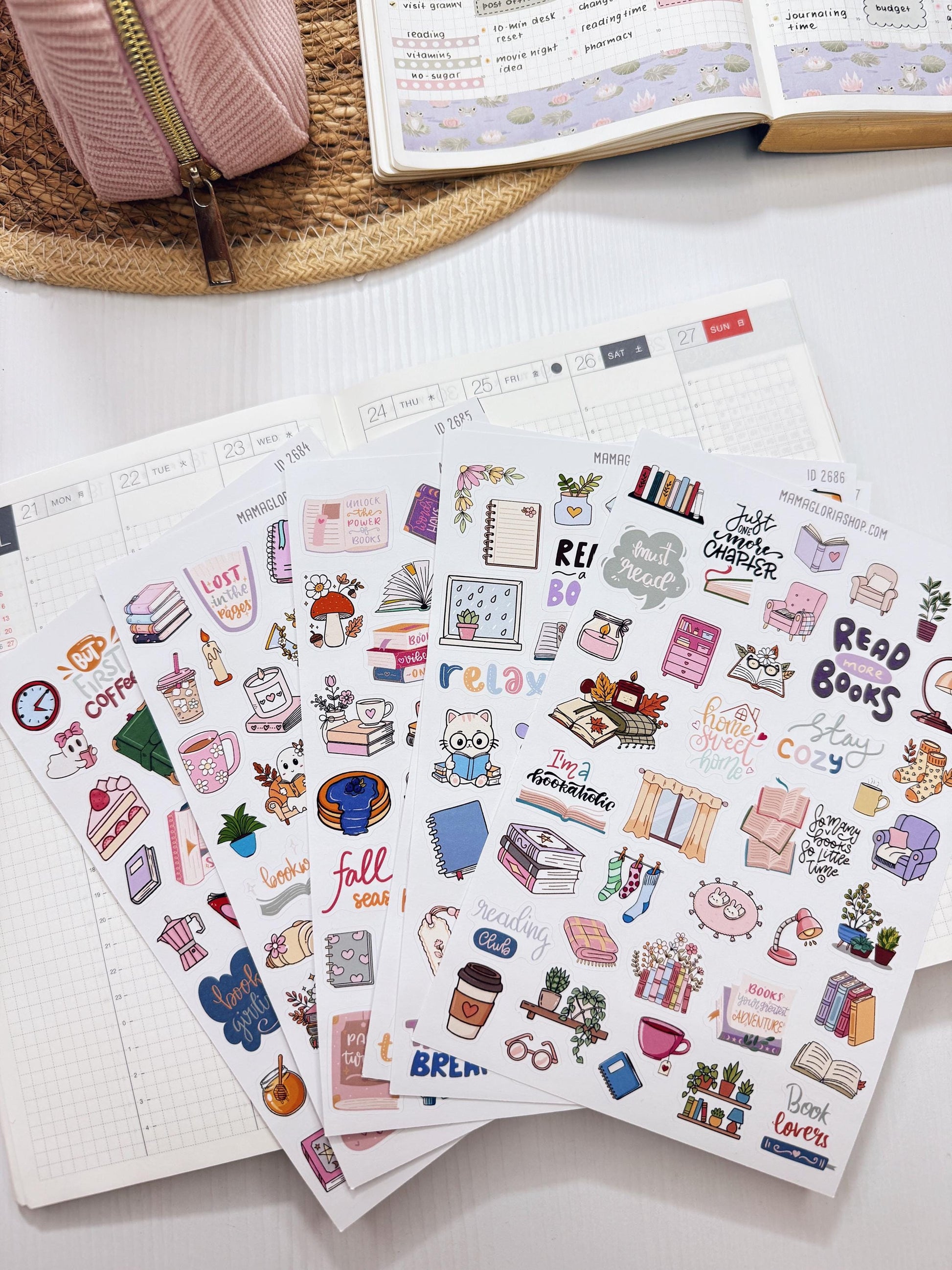 Bookish Life Sticker Pack | Reading Journal Stickers | Book Lover Planner Stickers | Cozy Reading Stickers