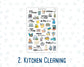 Cleaning Routine Planner Stickers, Chore & Housework Stickers, Laundry, Kitchen, Bathroom, Deep Cleaning, 6 Sheet Bundle