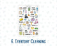 Cleaning Routine Planner Stickers, Chore & Housework Stickers, Laundry, Kitchen, Bathroom, Deep Cleaning, 6 Sheet Bundle