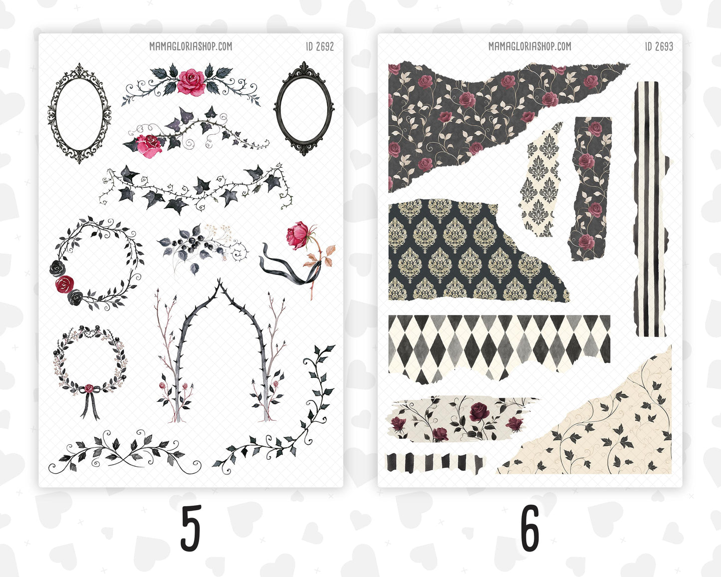 Gothic October - Halloween Planner Stickers, 9 Sheet Clipart Bundle, Victorian Dark Academia Journal Stickers