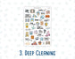 Cleaning Routine Planner Stickers, Chore & Housework Stickers, Laundry, Kitchen, Bathroom, Deep Cleaning, 6 Sheet Bundle