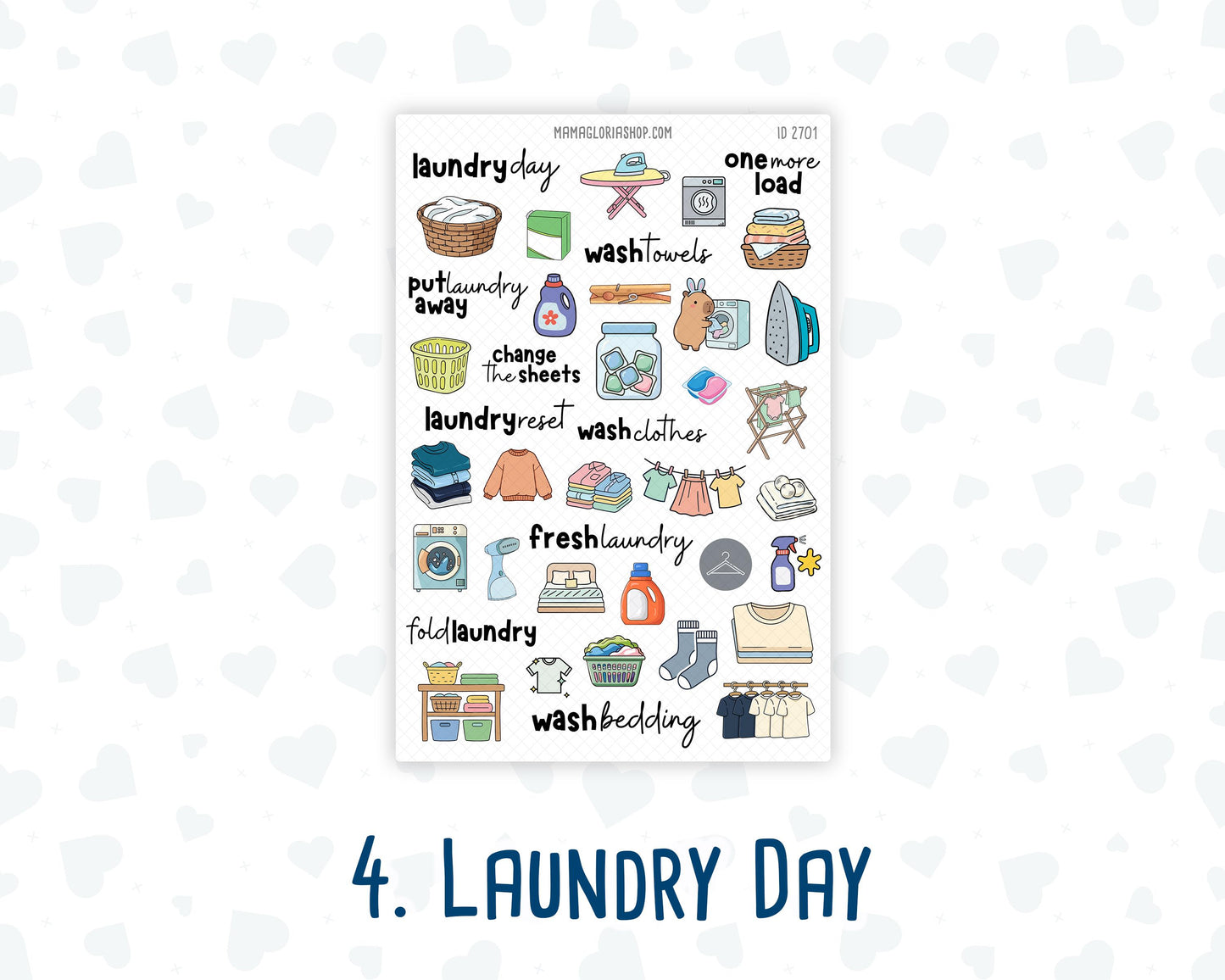 Cleaning Routine Planner Stickers, Chore & Housework Stickers, Laundry, Kitchen, Bathroom, Deep Cleaning, 6 Sheet Bundle
