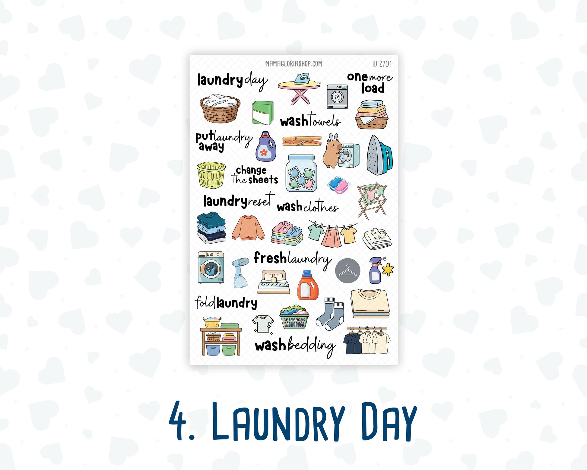 Cleaning Routine Planner Stickers, Chore & Housework Stickers, Laundry, Kitchen, Bathroom, Deep Cleaning, 6 Sheet Bundle