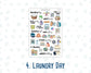 Cleaning Routine Planner Stickers, Chore & Housework Stickers, Laundry, Kitchen, Bathroom, Deep Cleaning, 6 Sheet Bundle