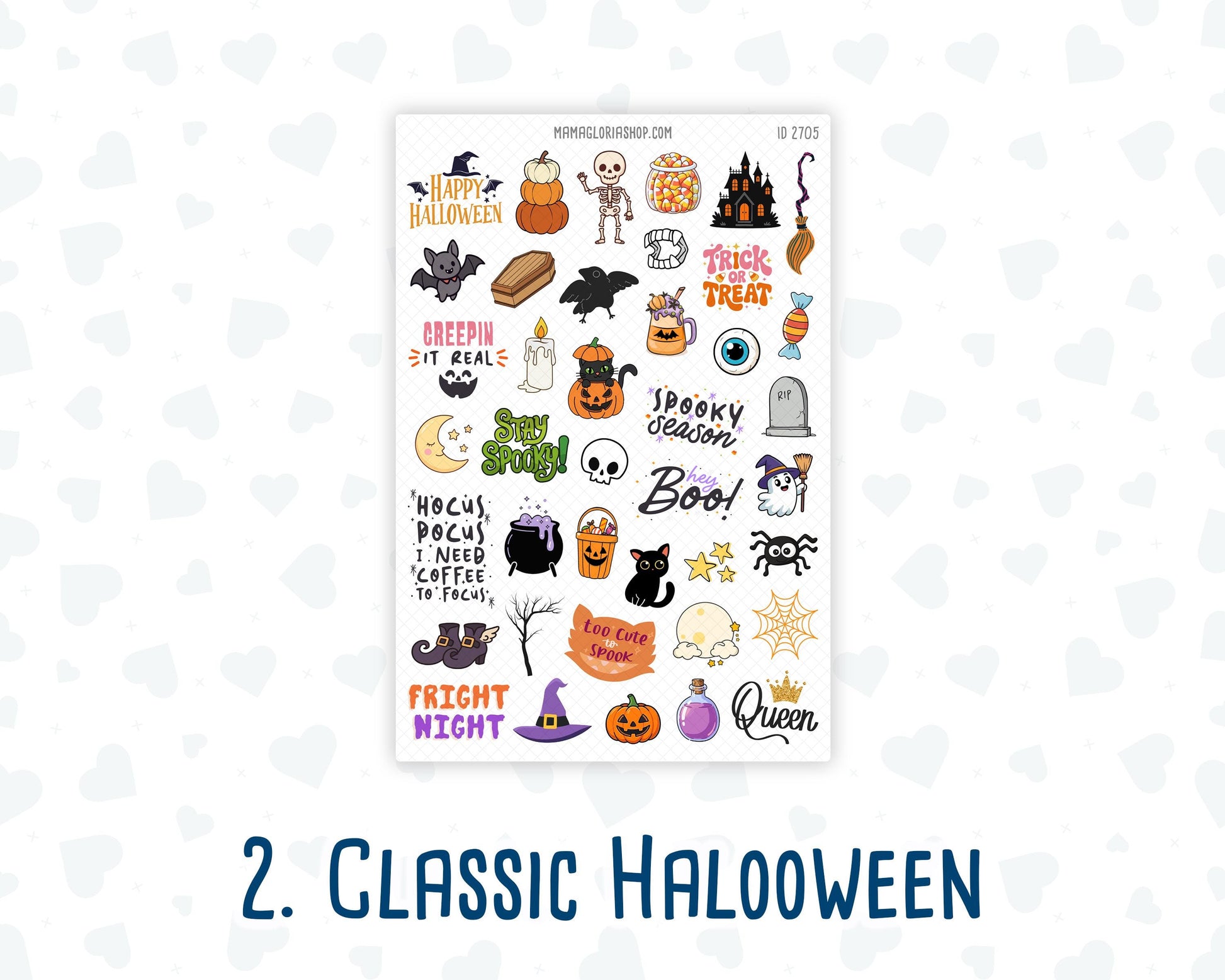 Halloween Planner Stickers, Doodle Icons & Phrases, 6-Sheet Bundle for Journals, Planners