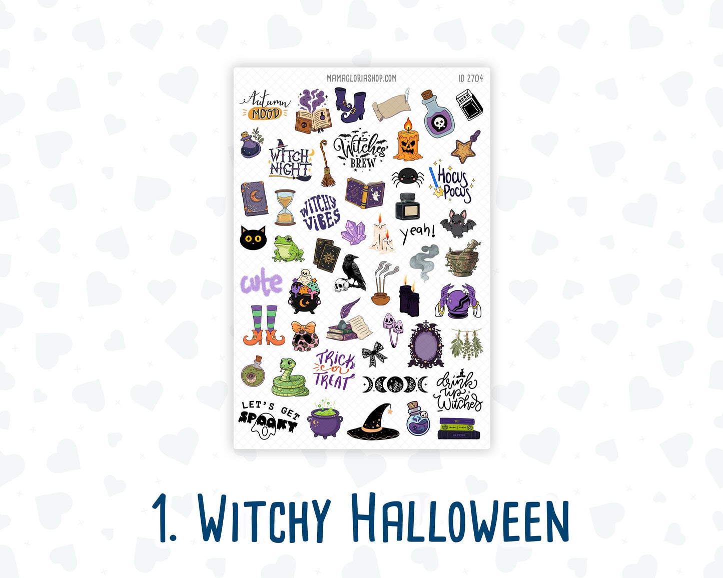 Halloween Planner Stickers, Doodle Icons & Phrases, 6-Sheet Bundle for Journals, Planners