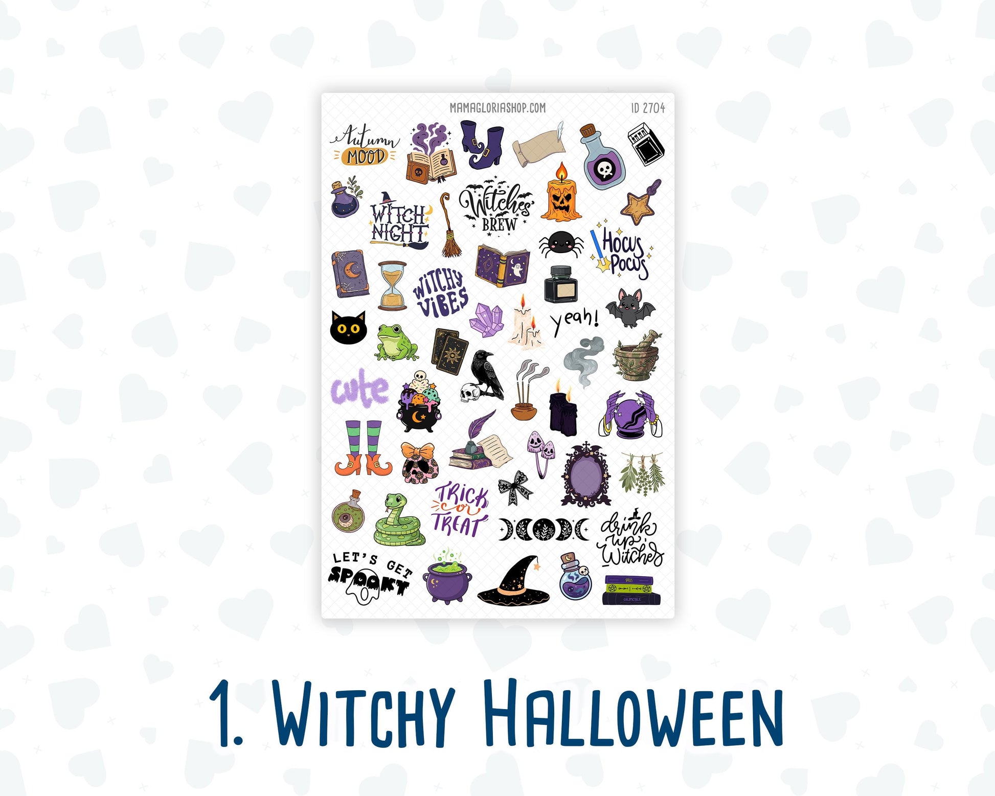 Halloween Planner Stickers, Doodle Icons & Phrases, 6-Sheet Bundle for Journals, Planners