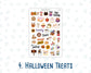 Halloween Planner Stickers, Doodle Icons & Phrases, 6-Sheet Bundle for Journals, Planners