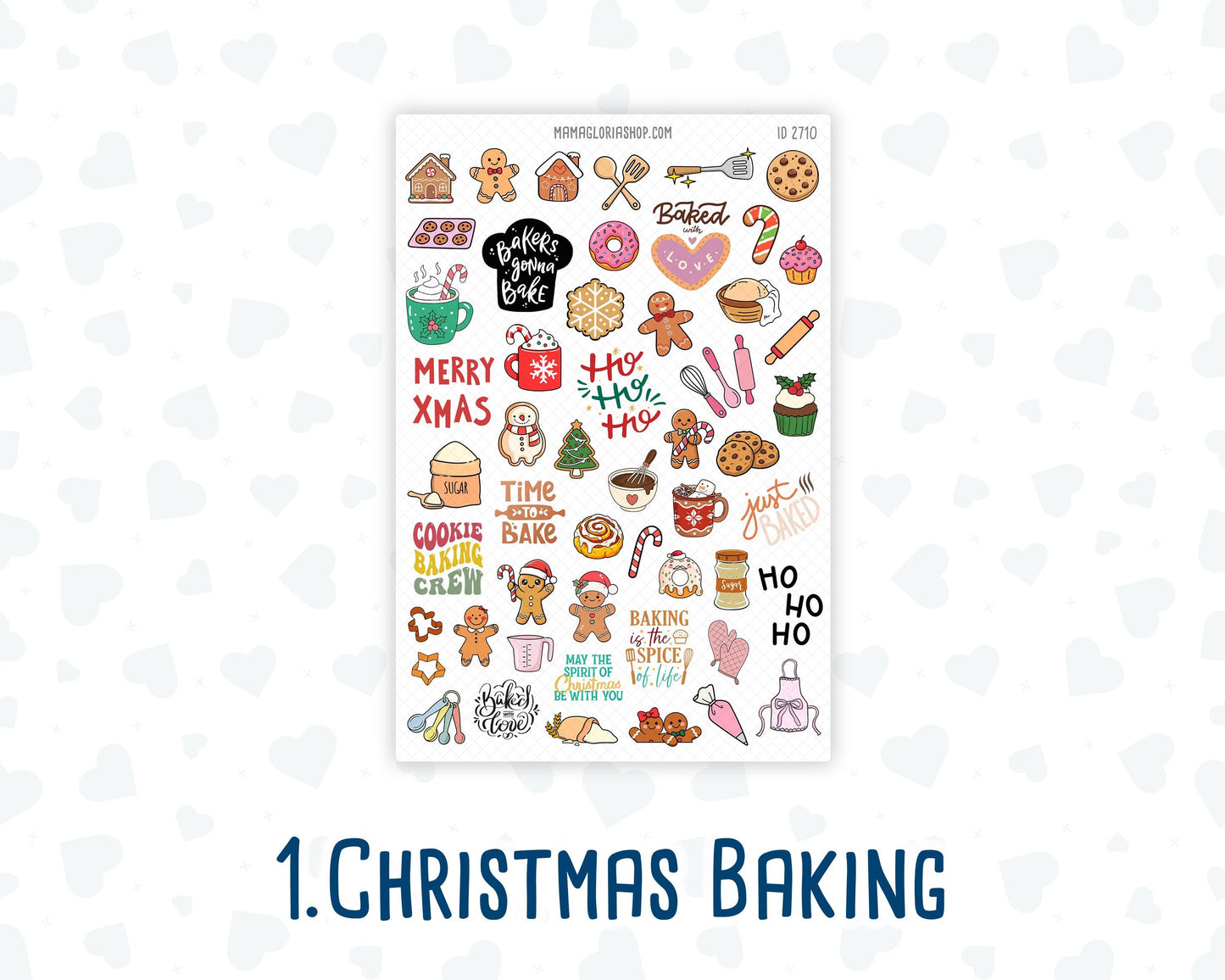 Christmas Planner Stickers, Doodle Icons, Phrases, 6-Sheet Bundle for Journals, Planners & Scrapbooking