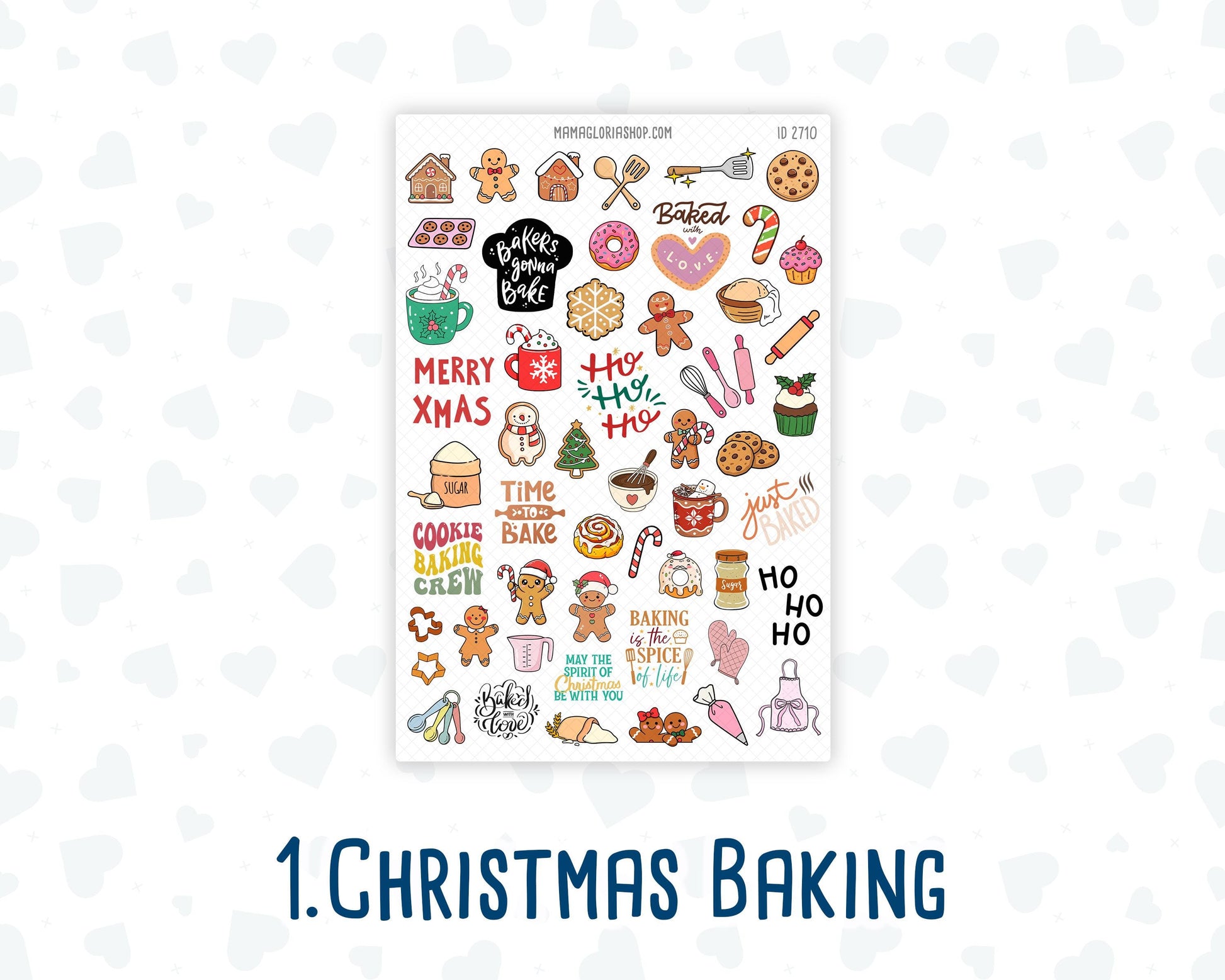 Christmas Planner Stickers, Doodle Icons, Phrases, 6-Sheet Bundle for Journals, Planners & Scrapbooking