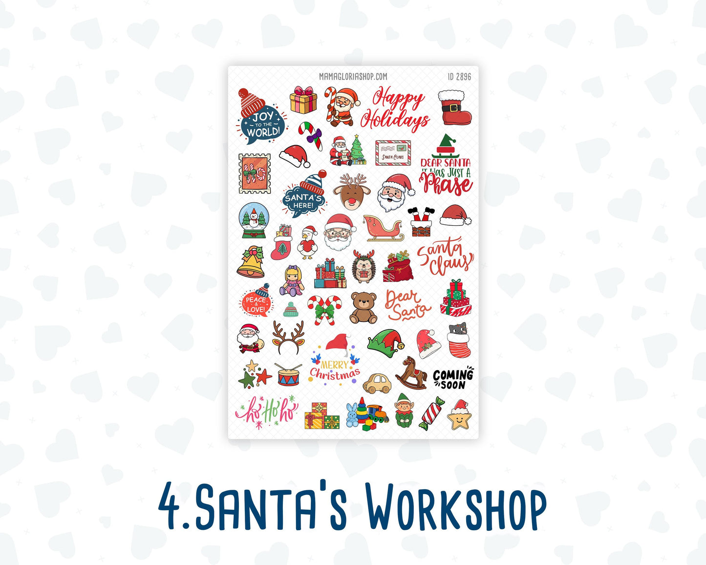 Christmas Planner Stickers, Doodle Icons, Phrases, 6-Sheet Bundle for Journals, Planners & Scrapbooking