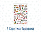 Christmas Planner Stickers, Doodle Icons, Phrases, 6-Sheet Bundle for Journals, Planners & Scrapbooking
