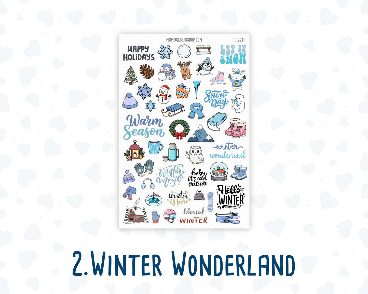 Christmas Planner Stickers, Doodle Icons, Phrases, 6-Sheet Bundle for Journals, Planners & Scrapbooking