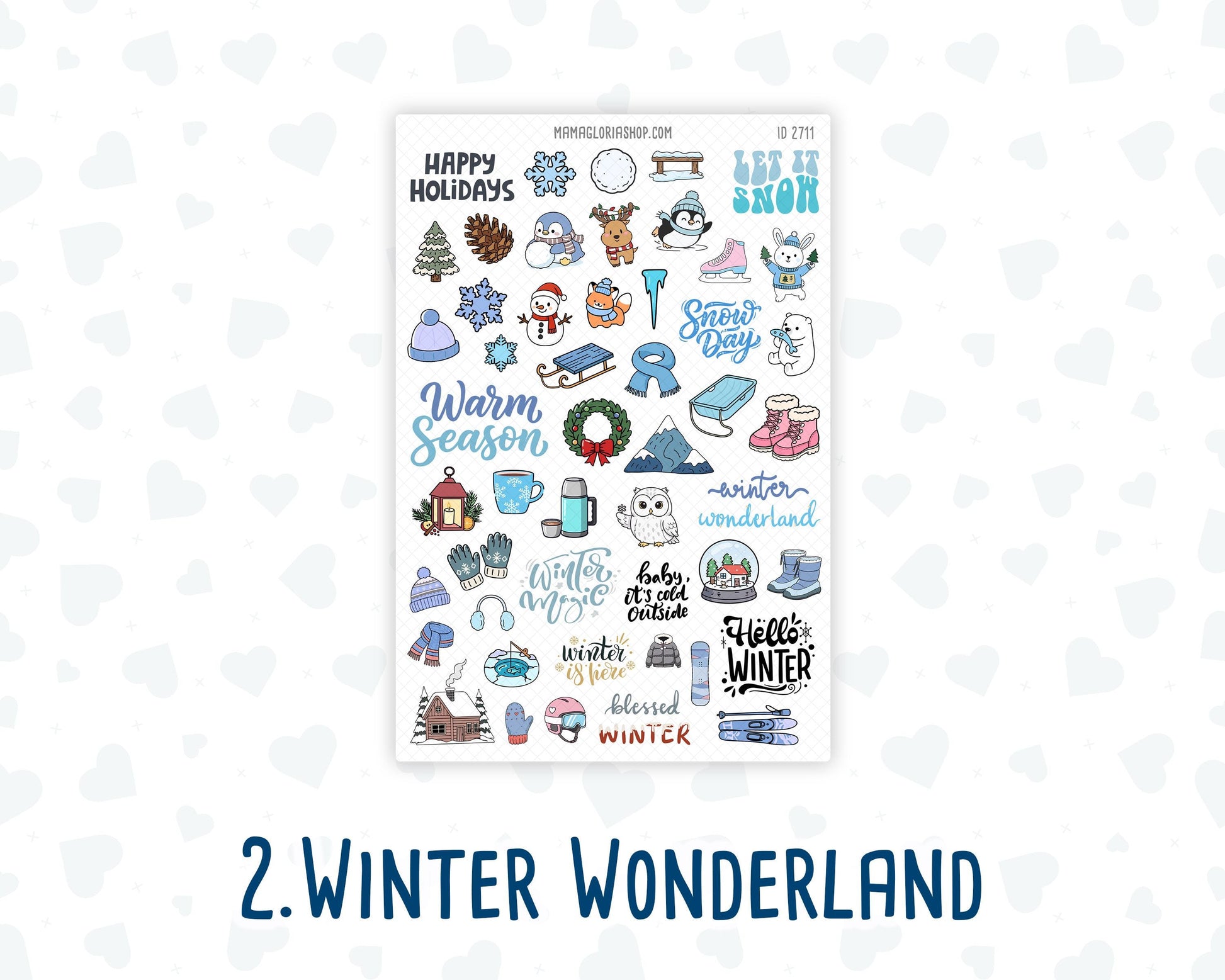 Christmas Planner Stickers, Doodle Icons, Phrases, 6-Sheet Bundle for Journals, Planners & Scrapbooking