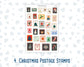 Christmas Journaling Stickers, Doodle Icons, Postage Stamps, Advent Countdown, 4-Sheet Pack for Planners & Scrapbooks