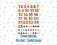 Christmas Advent Countdown Stickers, Gingerbread Numbers 1-25, December Daily Planner & Holiday Calendar Stickers