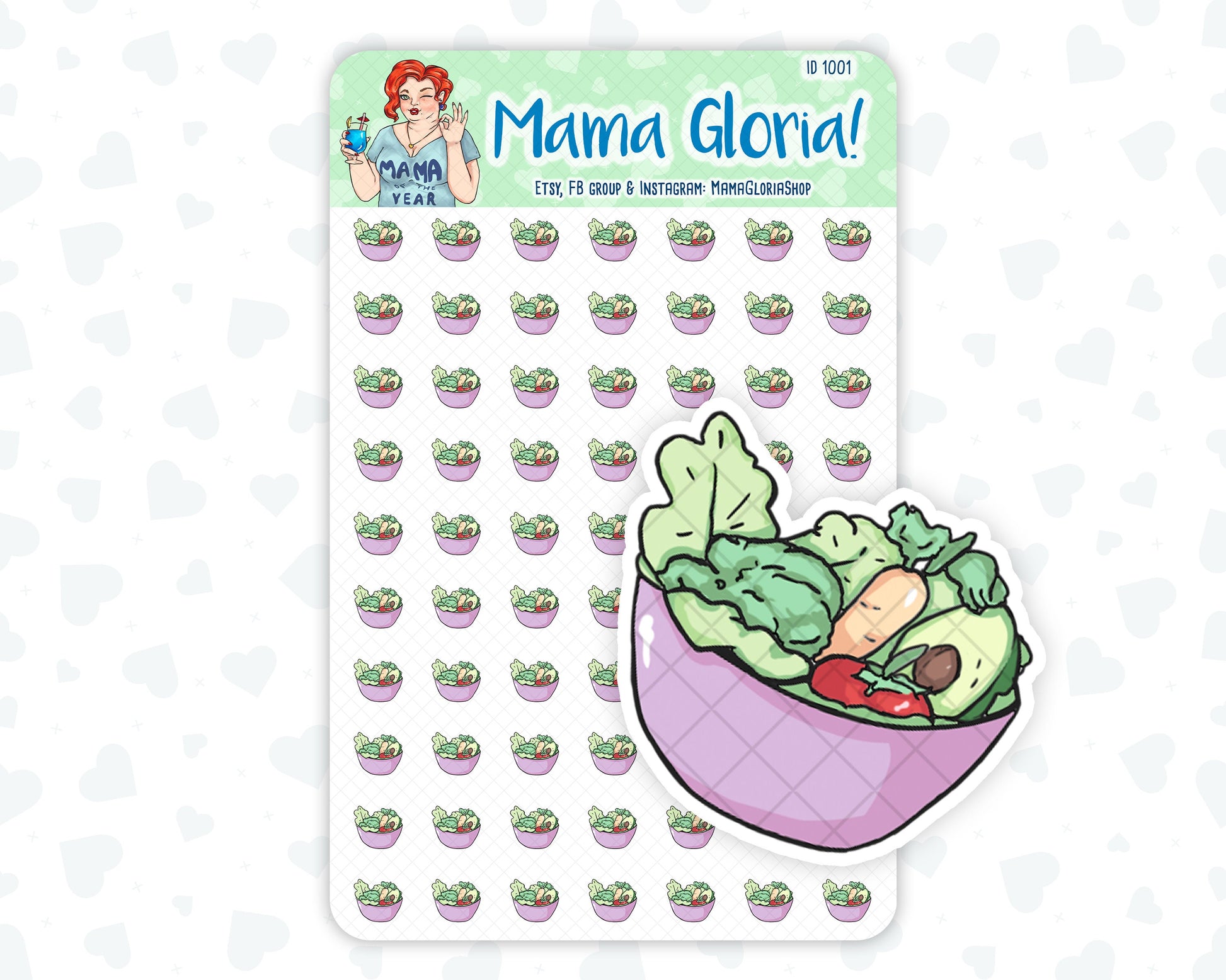 Salad, Healthy food stickers for planners, ID 0001