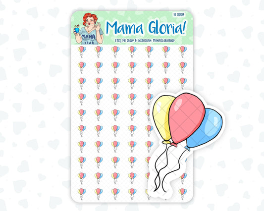 Balloons holiday stickers for planners, ID 0004