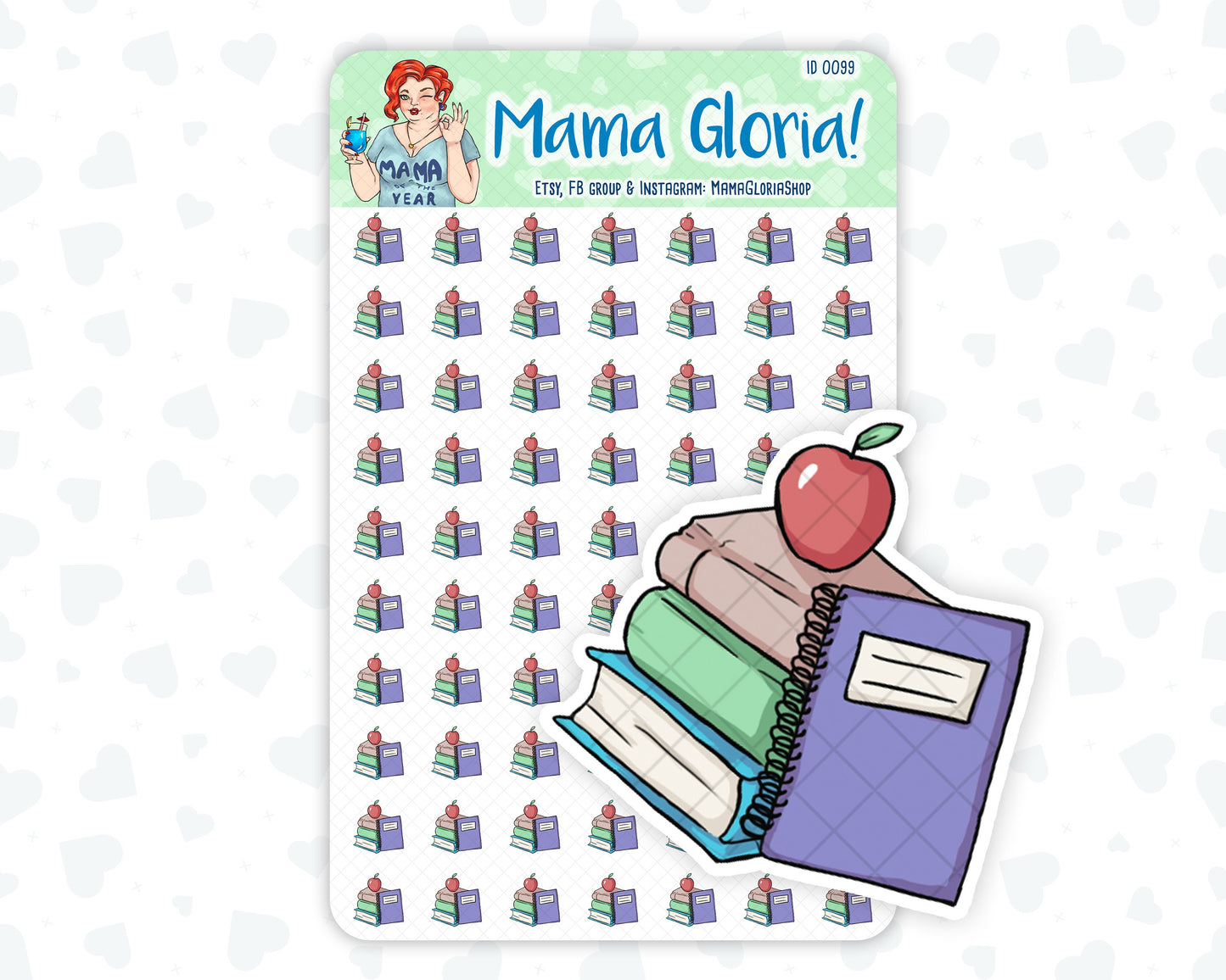 Homework, students  stickers for planners, ID 0099