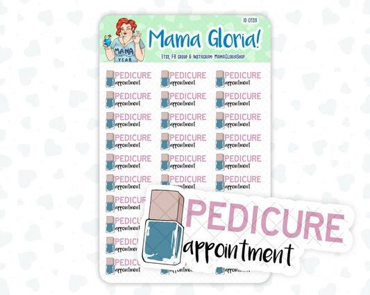 Pedicure appointment text stickers for planners, ID 0139