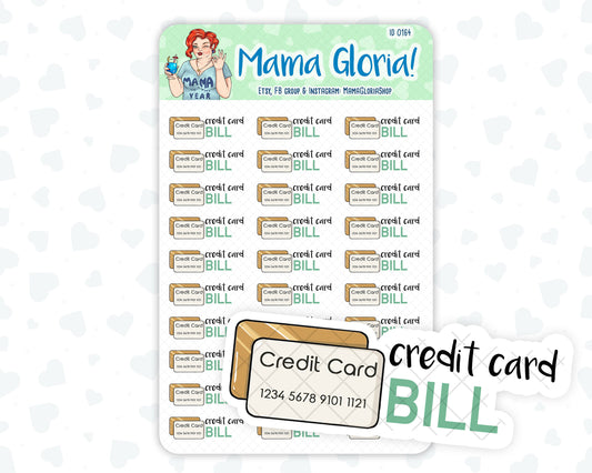 Credit card bill text stickers for planners, ID 0164