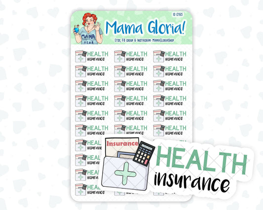 Health insurance text stickers for planners, ID 0165