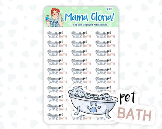 Pet bath text stickers for planners, ID 0176