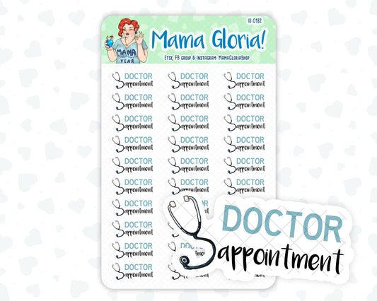 Doctor appointment text stickers for planners, ID 0182