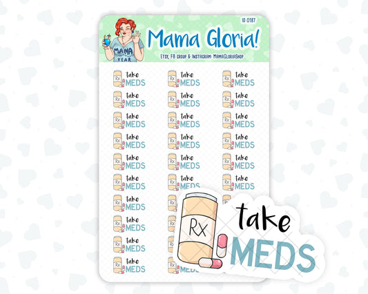 Take meds text stickers for planners, ID 0187