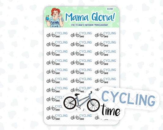 Cycling time text stickers for planners, ID 0197