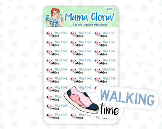 Walking time text stickers for planners, ID 0198