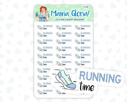 Running time text stickers for planners, ID 0199