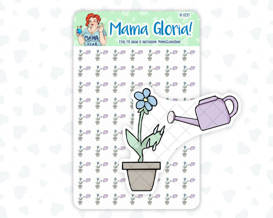 Water the flowers stickers for planners, ID 0231