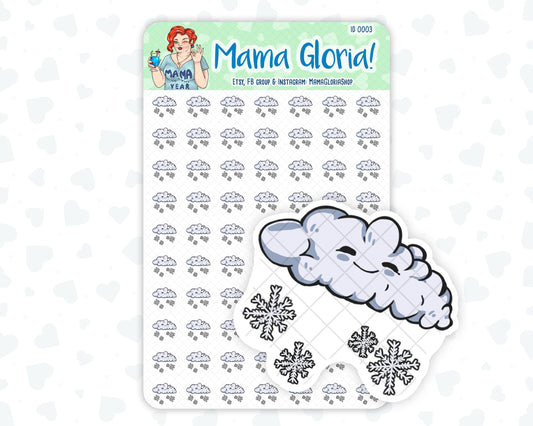 Snow weather stickers for planners, ID 0003