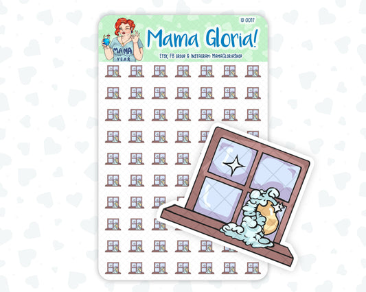 Clean the windows stickers for planners, ID 0017