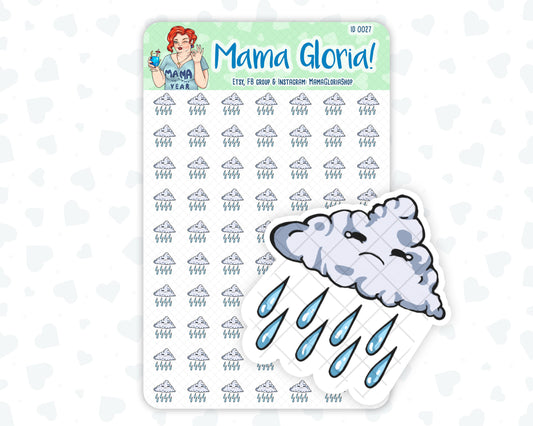 Rainy weather stickers for planners, ID 0027