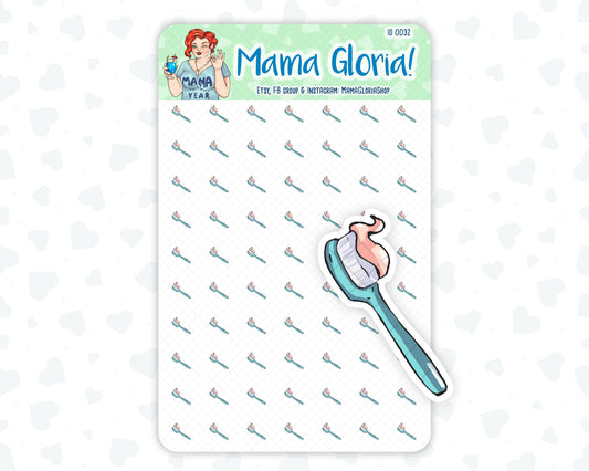 Toothbrush stickers for planners, ID 0032