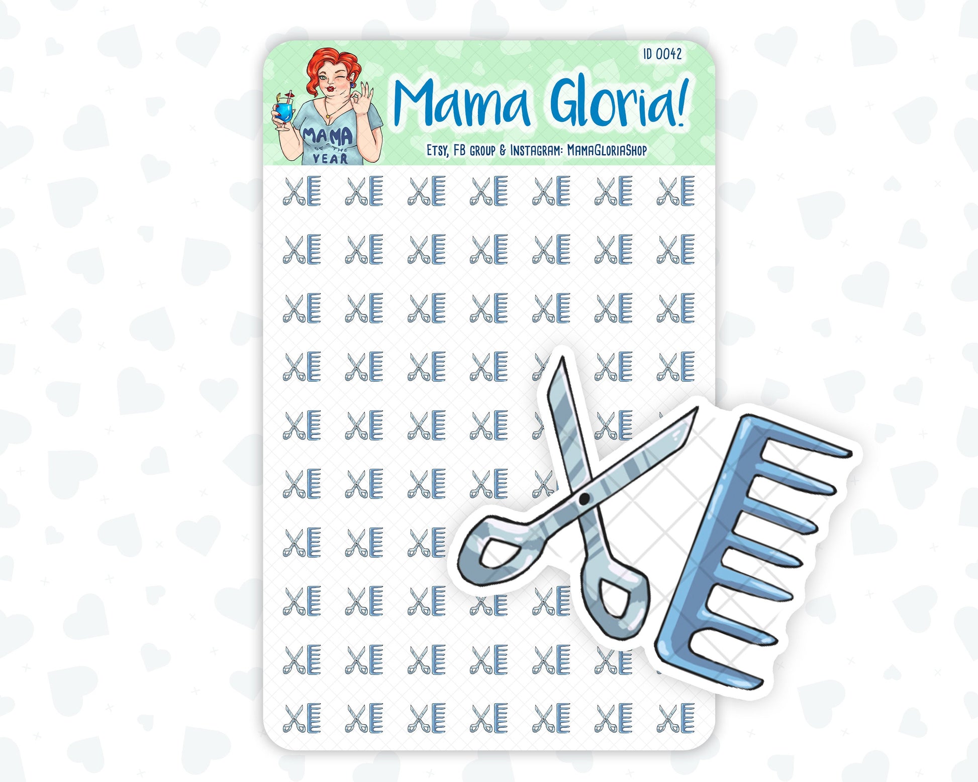 Haircut stickers for planners, ID 0042