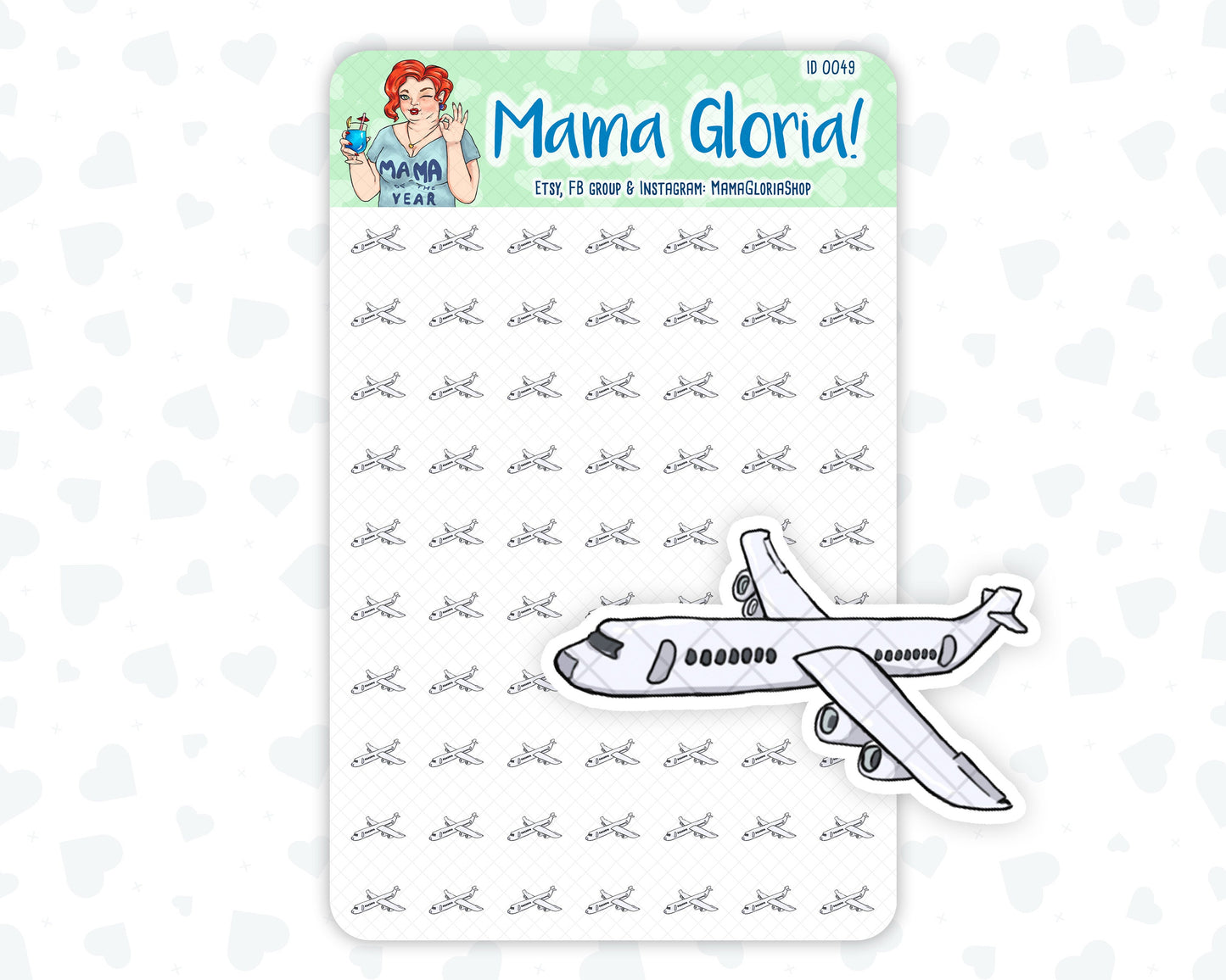 Plane stickers for planners, ID 0049