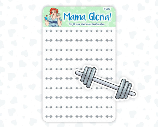 Gym, barbell stickers for planners, ID 0063