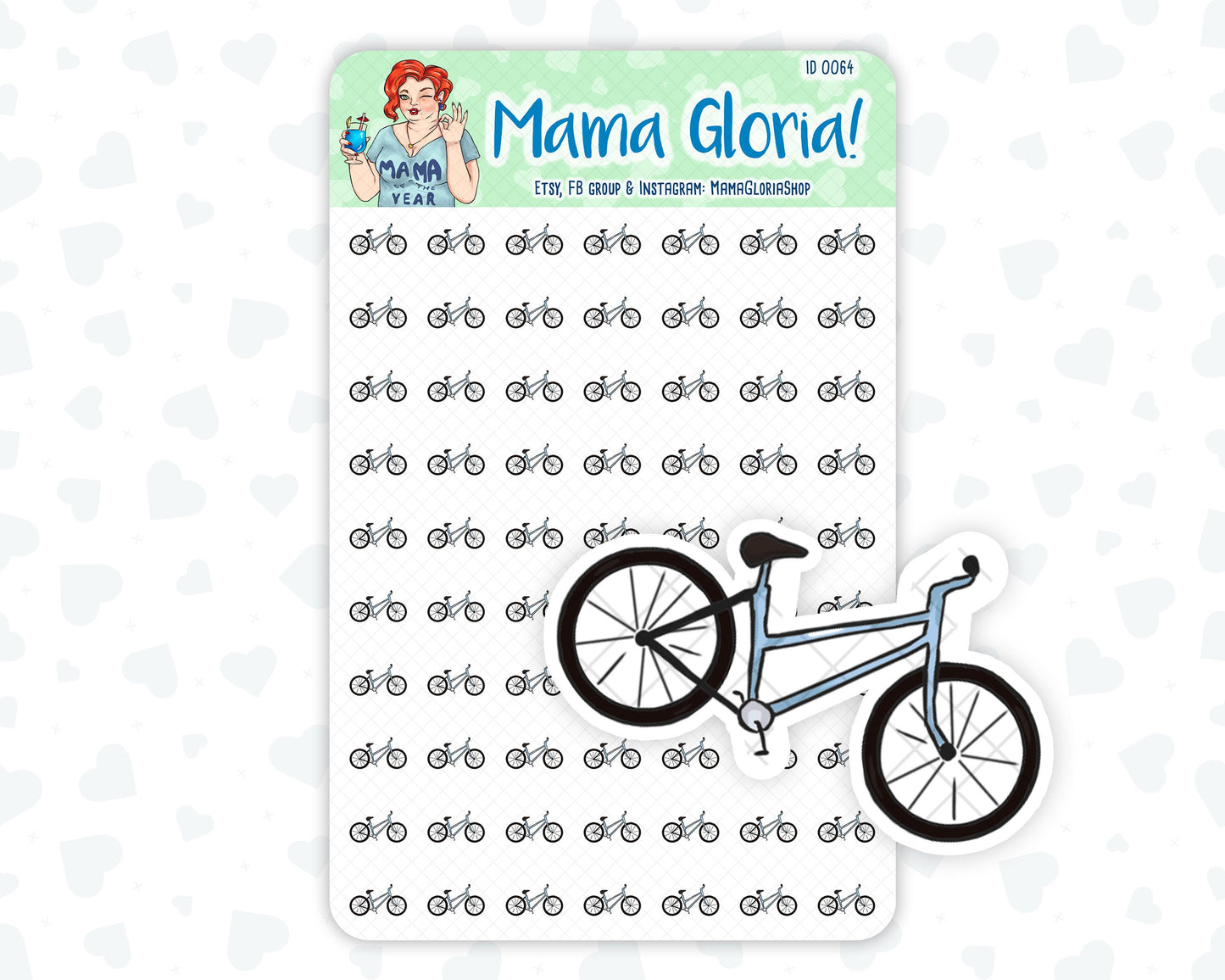 Cycling stickers for planners, ID 0064