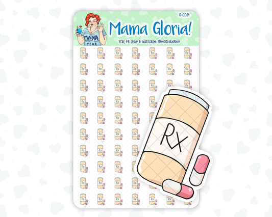 Pills, medicine, meds stickers for planners, ID 0084