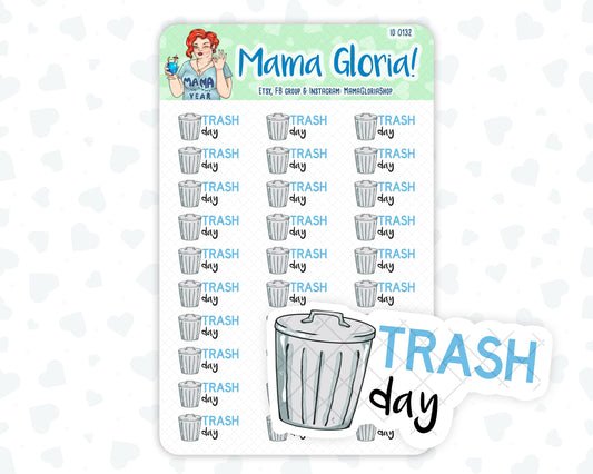 Trash day text stickers for planners, ID 0132