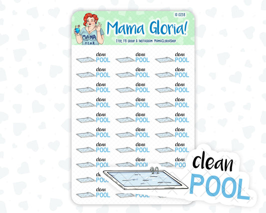 Clean pool text stickers for planners, ID 0258