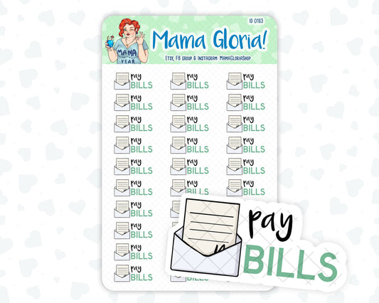 Pay bills text stickers for planners, ID 0163