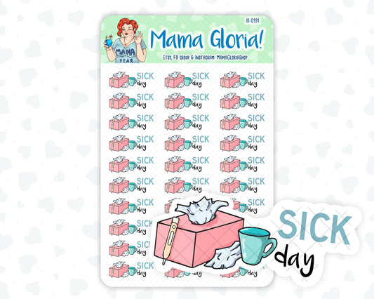 Sick day text stickers for planners, ID 0191