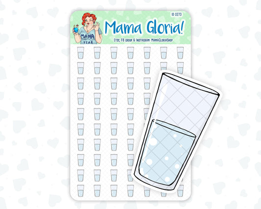 Glass of water stickers for planners, ID 0273